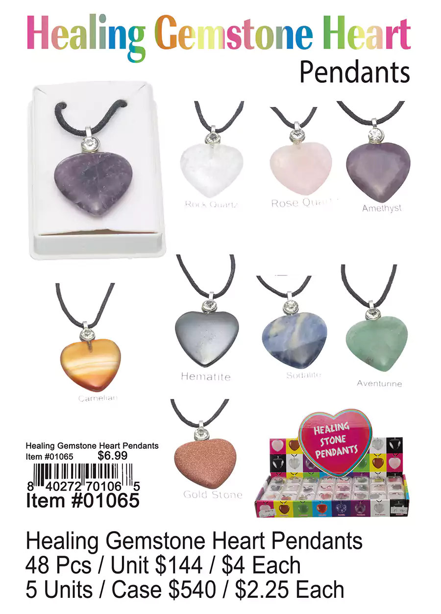 Healing Gemstone Heart Pendant